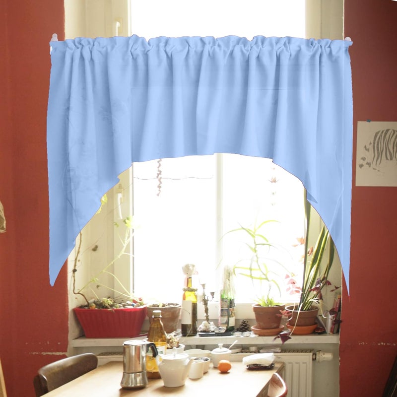 Zen Creative Designs Solid Poplin Swag Window Valance Home Décor Bedroom Nursery Kitchen Window (Light Blue) - Image 2